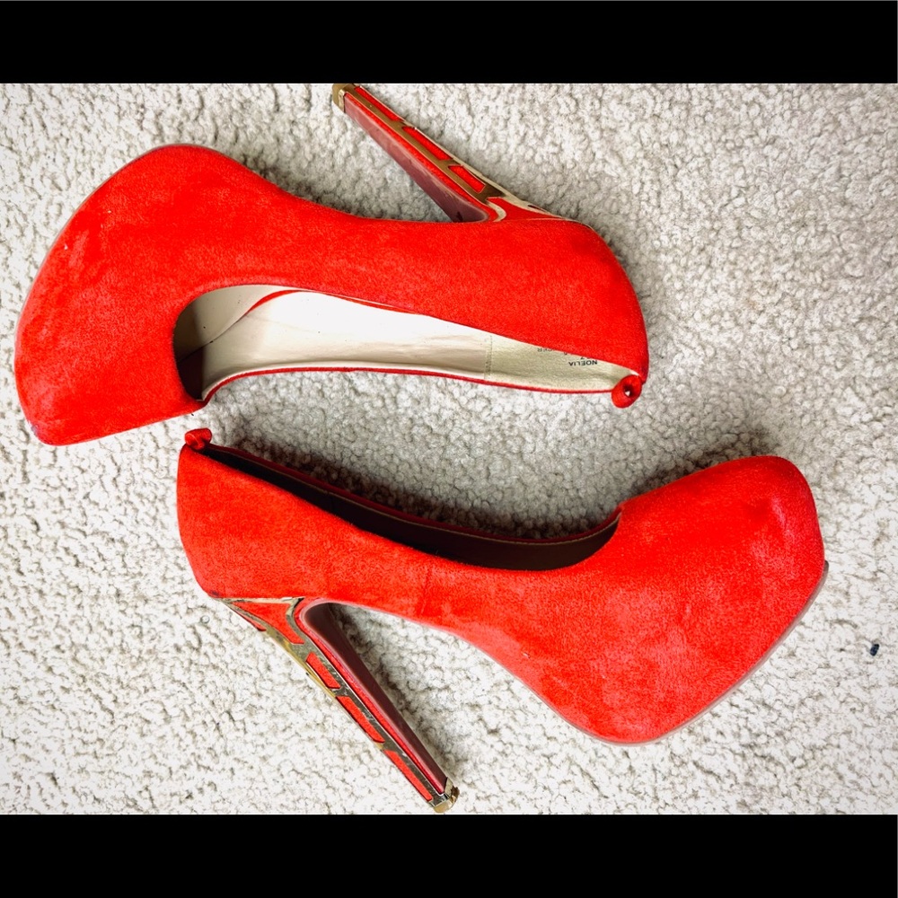 JustFab! Red And Gold Pumps